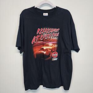 Vintage Hanes Nascar T-Shirt Tee Size XL Black Coca Cola Crewneck Preshrunk Race